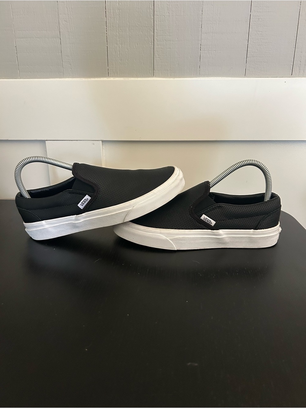 Vans Black & White Slip-On Canvas Loafers